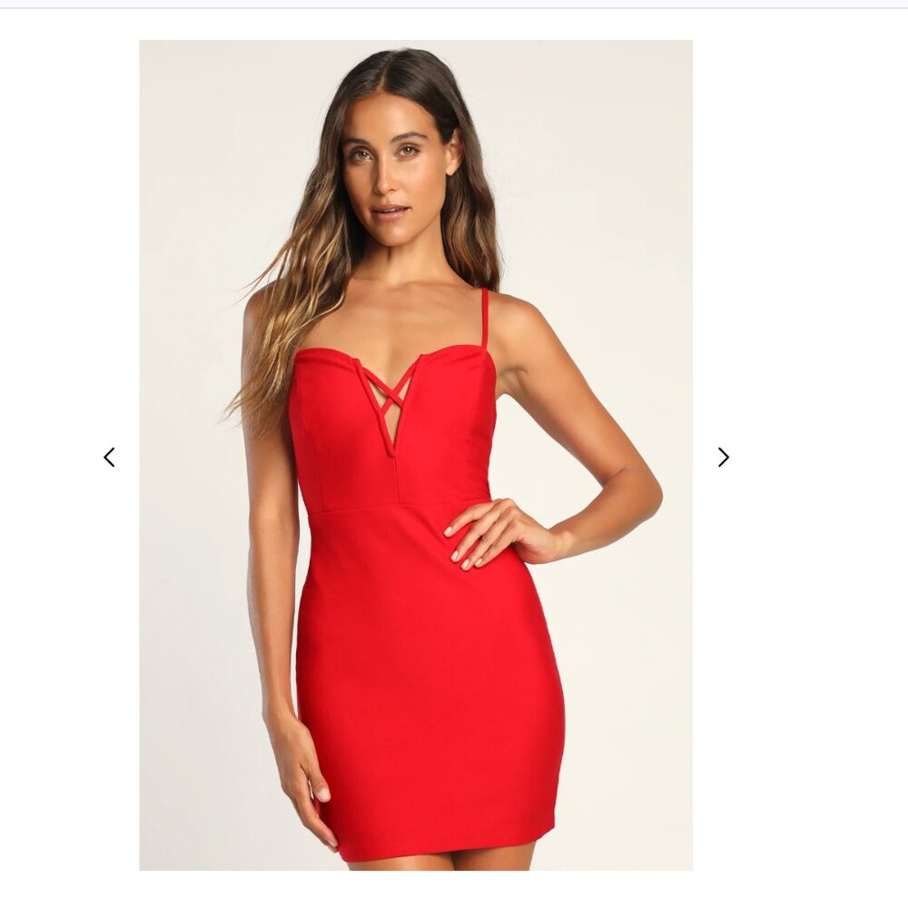 Lulus Dress Red Sleeveless Mini Bodycon Valentine’s Date Party Travel NWT Small